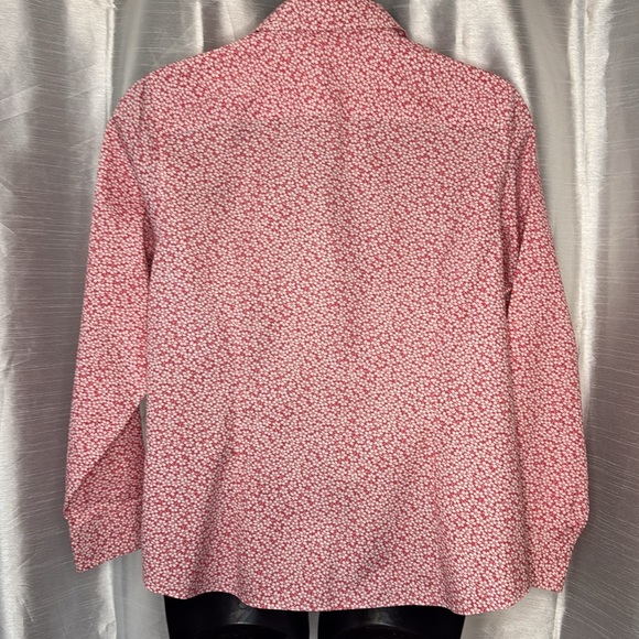 Lands’ End Women’s 20W Pink White Floral Microprint No Iron Pinpoint Oxford Top - Picture 4 of 7